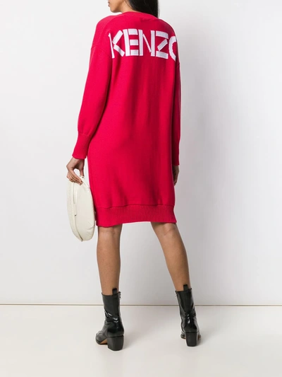 Shop Kenzo Logo Sweater Dress In Red