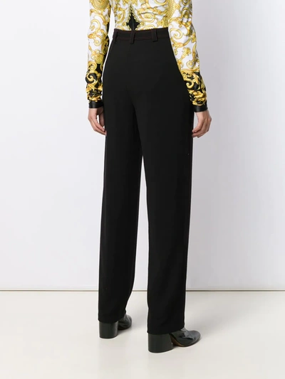 Pre-owned Versace 1990's Contrast Stitch Trousers In Black