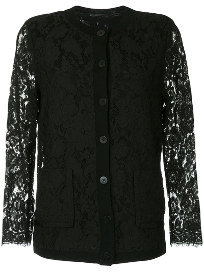 Shop Onefifteen Lace Panel Cardigan In Black