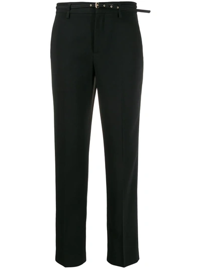 Shop Red Valentino Belted Cropped Trousers In Black