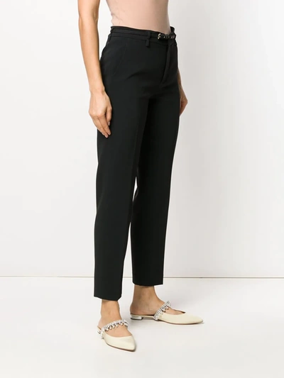 Shop Red Valentino Belted Cropped Trousers In Black