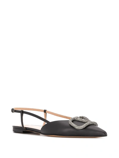 Shop Valentino Vlogo Ballerinas Shoes In Black