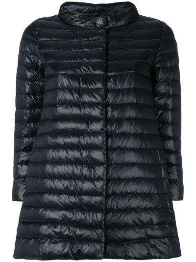 Herno Nylon Three Quarter-sleeve Down Coat In Black