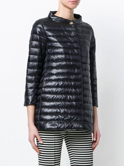 Herno Nylon Three Quarter-sleeve Down Coat In Black