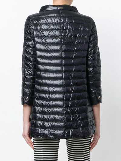 Herno Nylon Three Quarter-sleeve Down Coat In Black