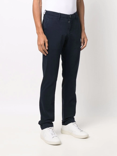 Shop Jacob Cohen Straight-leg Chino Trousers In Blue