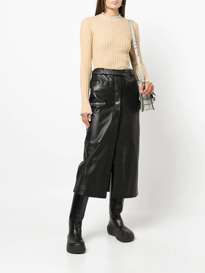 Shop Proenza Schouler Belted Leather Midi Skirt In Schwarz