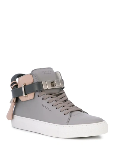 Shop Buscemi High-top Padlock Sneakers In Grey