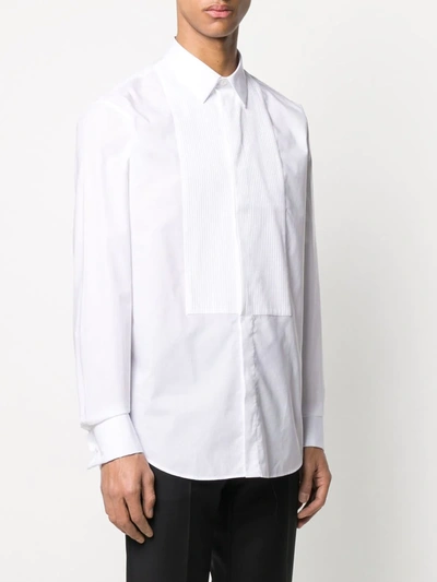 Shop Giorgio Armani Pleated-bib Formal Shirt In White