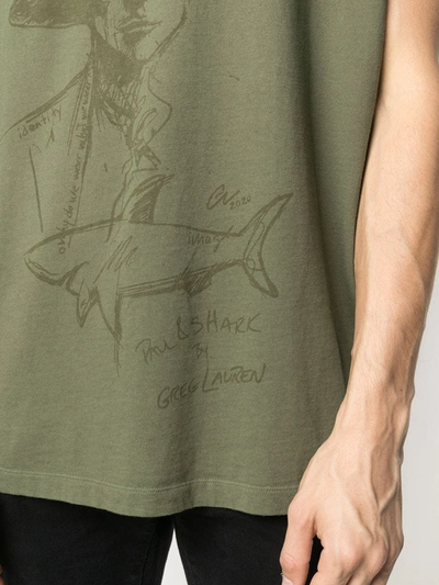 Shop Greg Lauren X Paul & Shark Graphic Print Cotton T-shirt In Green