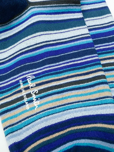 Paul Smith Multicolored Fine Striped Socks In Blue