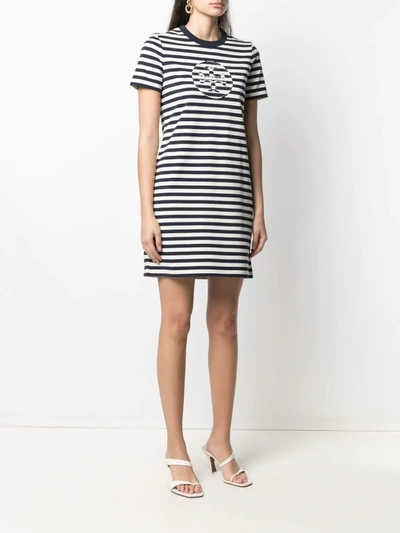 Shop Tory Burch Striped T-shirt Dress In Neutrals