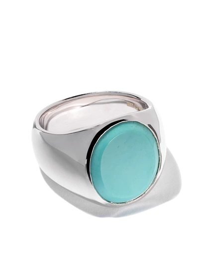 Shop Tom Wood Oval Turquoise Ring In Silver