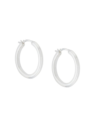 Shop Astley Clarke Small Linia Hoop Earrings In Silver