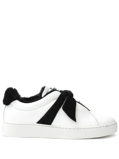 Shop Alexandre Birman Shearling-trimmed Sneakers In White