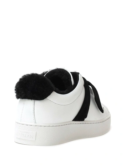 Alexandre Birman Clarita Bow-embellished Suede-trimmed Leather Slip-on Sneakers In White