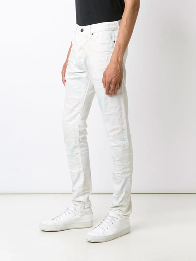 Shop John Elliott Creased Slim-fit Jeans In White