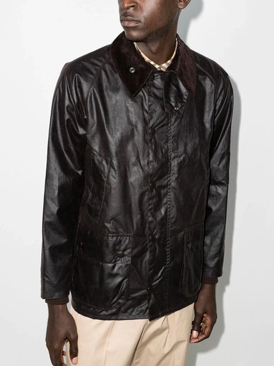 Barbour Faux-leather Snap-button Jacket In Black