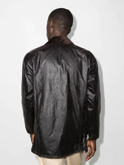 Shop Barbour Faux-leather Snap-button Jacket In Black