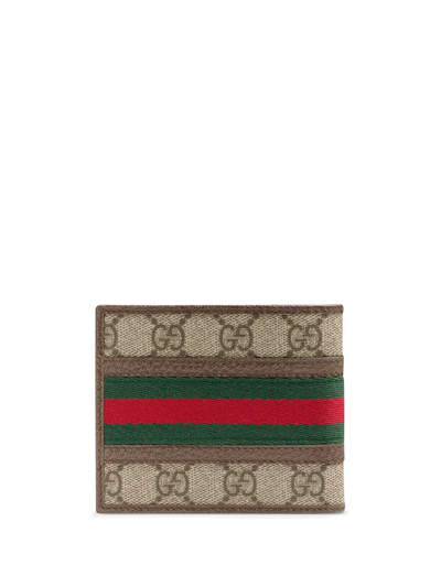 Shop Gucci Ophidia Gg Bi-fold Wallet In Brown