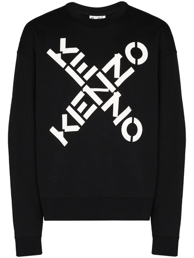 Shop Kenzo Logo-print Cotton Sweatshirt In Black