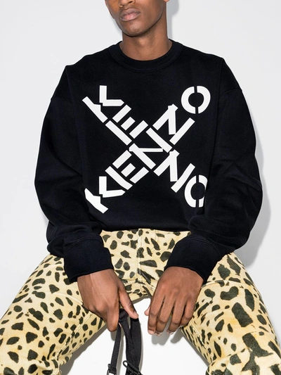 Shop Kenzo Logo-print Cotton Sweatshirt In Black