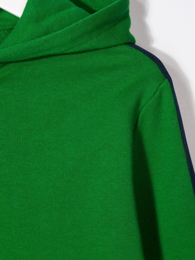 Shop Gucci Side Panelled Zipped Hoodie In Green