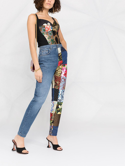 Shop Dolce & Gabbana Patchwork-detail Straight-leg Jeans In Blue