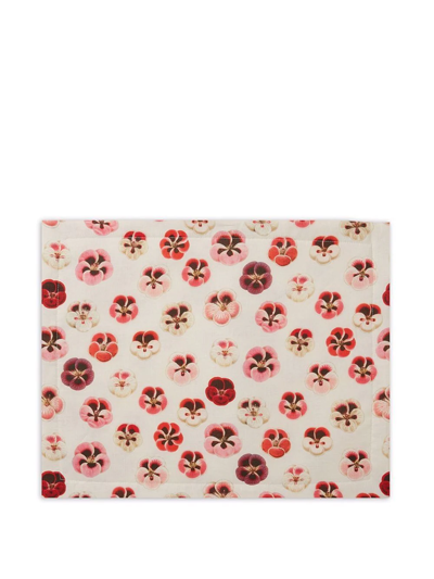 Shop La Doublej Set Of 2 Pansy-print Table Mats In Weiss