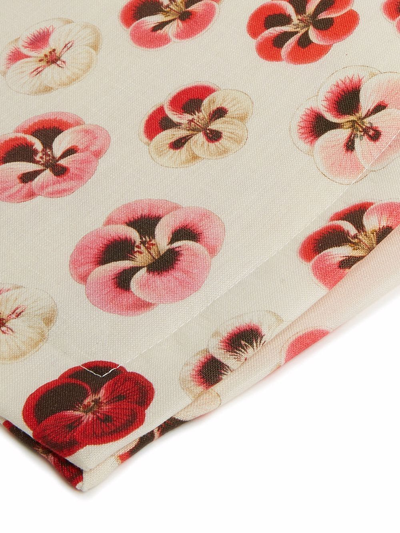 La Doublej Set Of 2 Pansy-print Table Mats In Weiss
