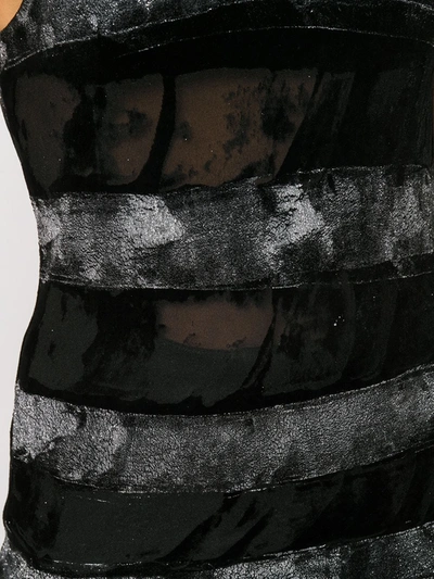 Shop Saint Laurent Distressed Velvet-stripe Tank Top In Black