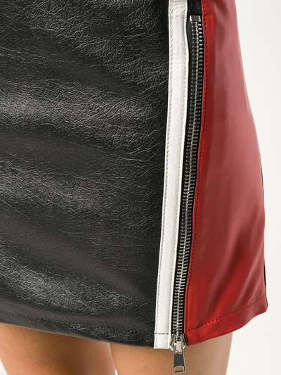 Shop Alexander Mcqueen Block Colour Leather Skirt In Black