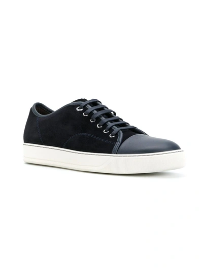 Shop Lanvin Suede Lace-up Sneakers In Blue