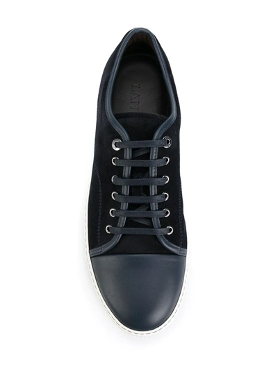 Shop Lanvin Suede Lace-up Sneakers In Blue