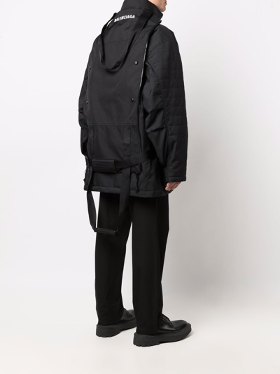 Shop Balenciaga Transformer Gym Bag Parka Coat In Schwarz