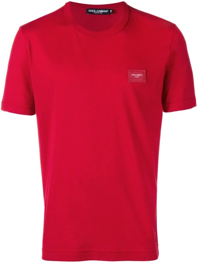 Shop Dolce & Gabbana Logo Patch T-shirt In Red