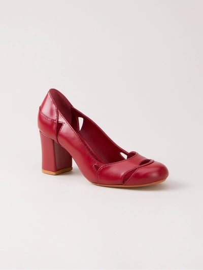 Shop Sarah Chofakian Chunky Heel Pumps In Red