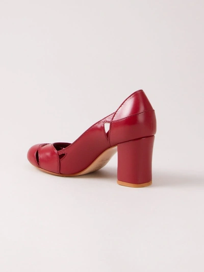 Shop Sarah Chofakian Chunky Heel Pumps In Red