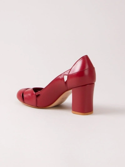 Sarah Chofakian Chunky Heel Pumps In Red