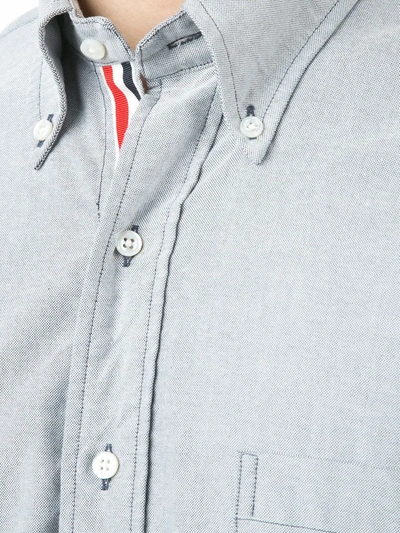 Shop Thom Browne Grosgrain Placket Oxford Shirt In Blue