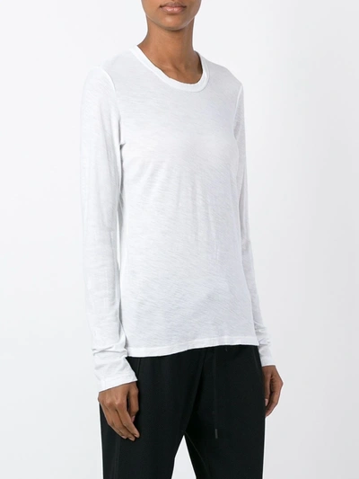 Shop James Perse Round Neck Longsleeved T-shirt In White
