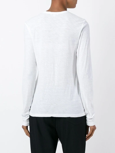 Shop James Perse Round Neck Longsleeved T-shirt In White
