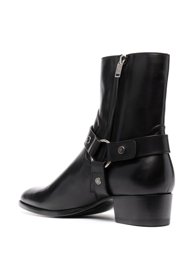 Saint Laurent Black Leather Ankle Boots In Black