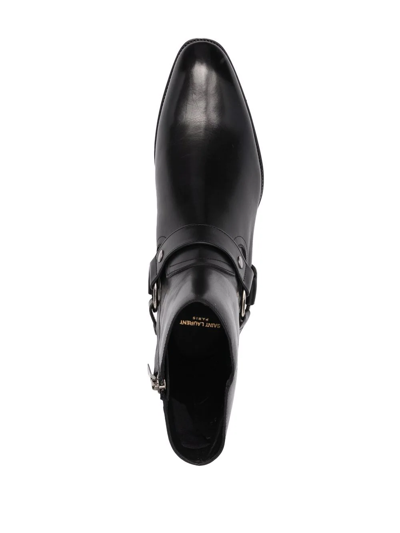 Saint Laurent Black Leather Ankle Boots In Black