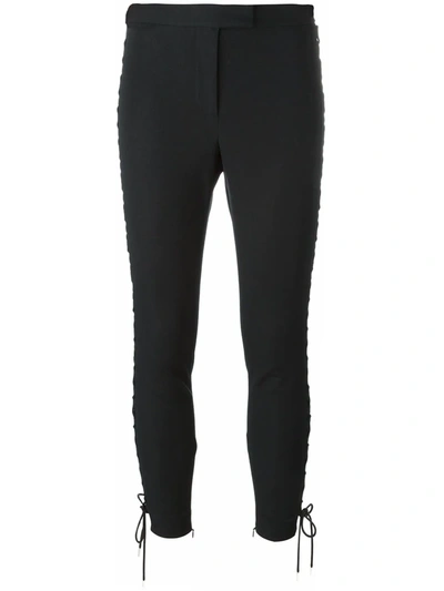 Shop Alexander Mcqueen Lace-up Cropped Trousers In Black