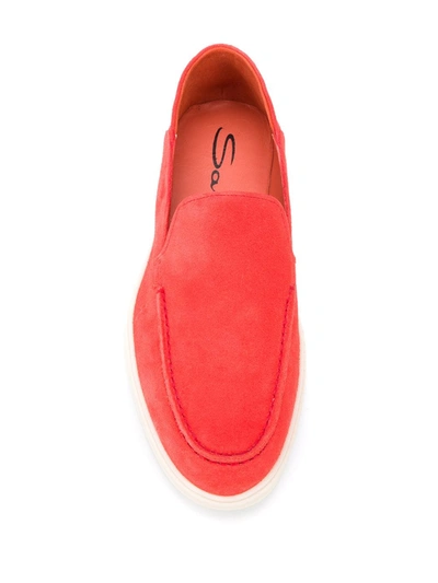 Shop Santoni Flat Slip-on Loafers In Orange
