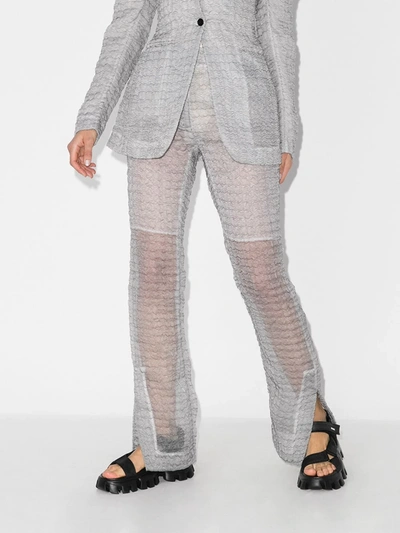 Shop Cecilie Bahnsen Elisabeth Sheer Flared Trousers In Grey