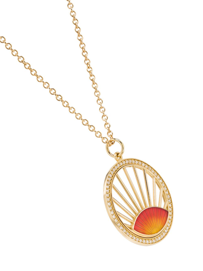 Shop Andrea Fohrman 18kt Yellow Gold Diamond Sunset Pendant Necklace In Metallic: