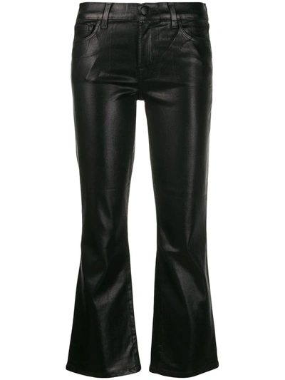Shop J Brand Metallic Bell-bottom Trousers In Black