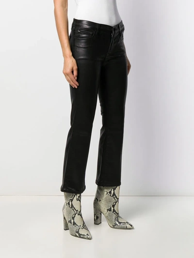 Shop J Brand Metallic Bell-bottom Trousers In Black